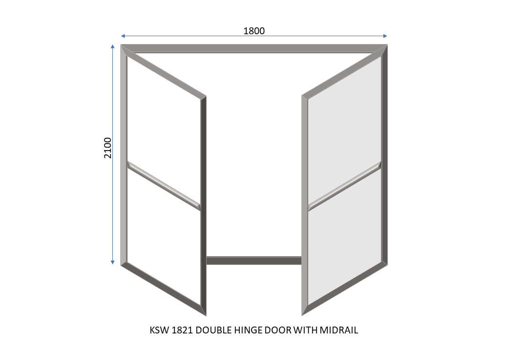 Aluminium 1821 Double Hinge Door With Midrail 1800 x 2100