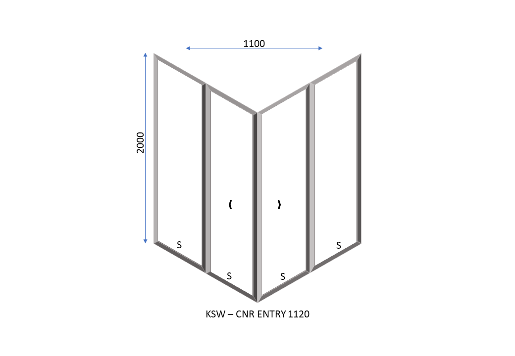 Corner Entry Shower Door 1100 x 2000