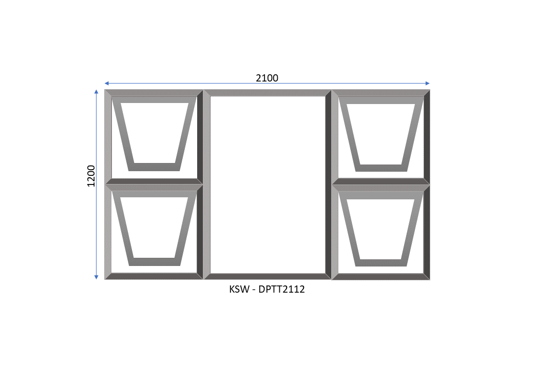 Aluminium PT2112 Four Vent Window 2100 x 1200