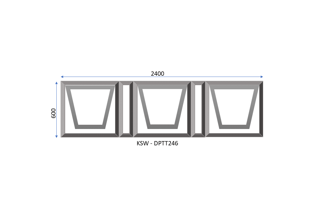Aluminium PT246 Three Vent Window 2400 x 600