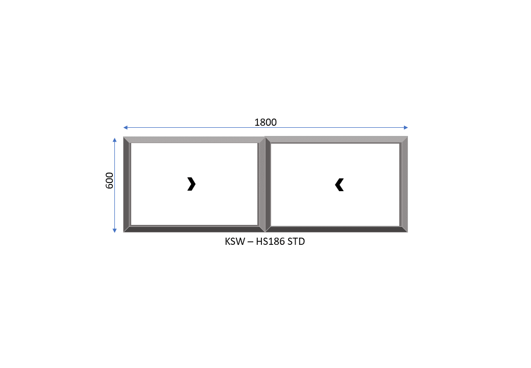 Aluminium Horizontal Standard Sliding Two Pane Window 1800 x 600
