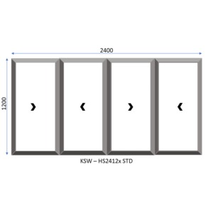 Aluminium Horizontal Standard Sliding Four Pane Window 2400 x 1200