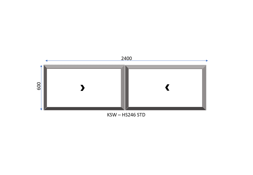 Aluminium Horizontal Standard Sliding Two Pane Window 2400 x 600