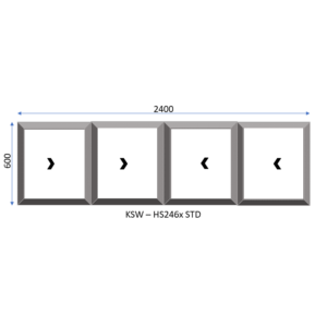 Aluminium Horizontal Standard Sliding Four Pane Window 2400 x 600