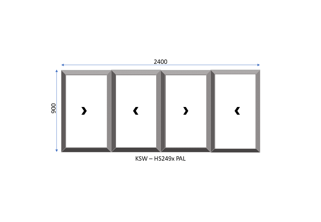 Aluminium Horizontal Palace Sliding Four Pane Window 2400 x 900