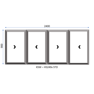 Aluminium Horizontal Standard Sliding Four Pane Window 2400 x 900