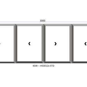 Aluminium Horizontal Standard Sliding Four Pane Window 3000 x 1200