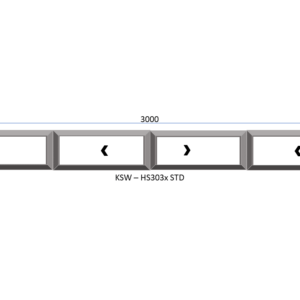 Aluminium Horizontal Standard Sliding Four Pane Window 3000 x 300