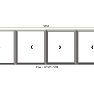 Aluminium Horizontal Standard Sliding Four Pane Window 3000 x 900