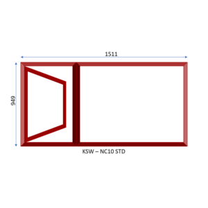Steel Full Pane Side Hung Window One Opener 1511 x 949