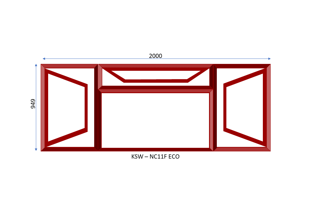 Steel Full Pane Side Hung Window Two Openers With Fanlight 2000 x 949