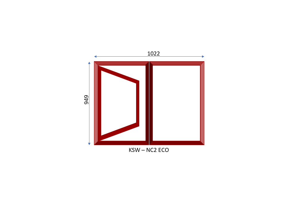 Steel Full Pane Side Hung Window One Opener 1022 x 949