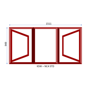 Steel Full Pane Side Hung Window Two Openers 1511 x 949