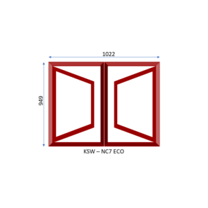 Steel Full Pane Side Hung Window Two Openers 1022 x 949