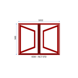 Steel Full Pane Side Hung Window Two Openers 1022 x 949