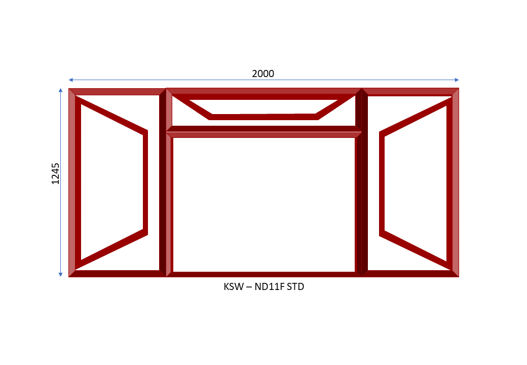 Steel Full Pane Side Hung Window Two Openers With Fanlight 2000 x 1245