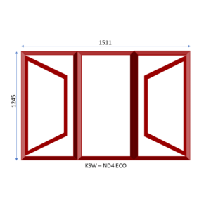 Steel Full Pane Side Hung Window Two Openers 1511 x 1245