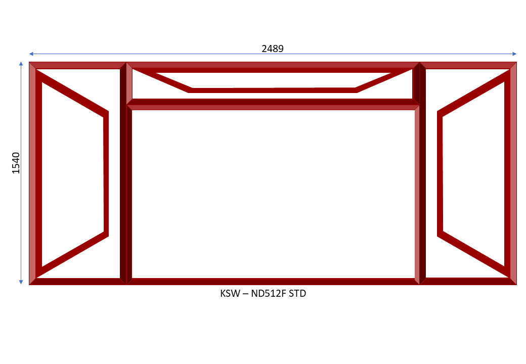 Steel Full Pane Side Hung Window Two Openers With Fanlight 2489 x 1540