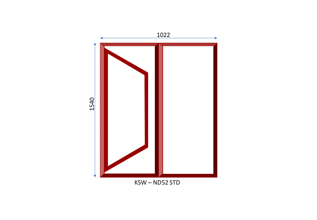 Steel Full Pane Side Hung Window One Opener 1022 x 1540
