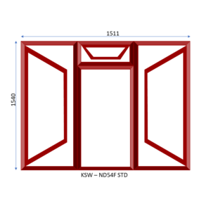Steel Full Pane Side Hung Window Two Openers With Fanlight 1511 x 1540