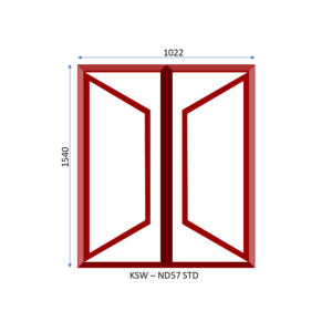 Steel Full Pane Side Hung Window Two Openers 1022 x 1540