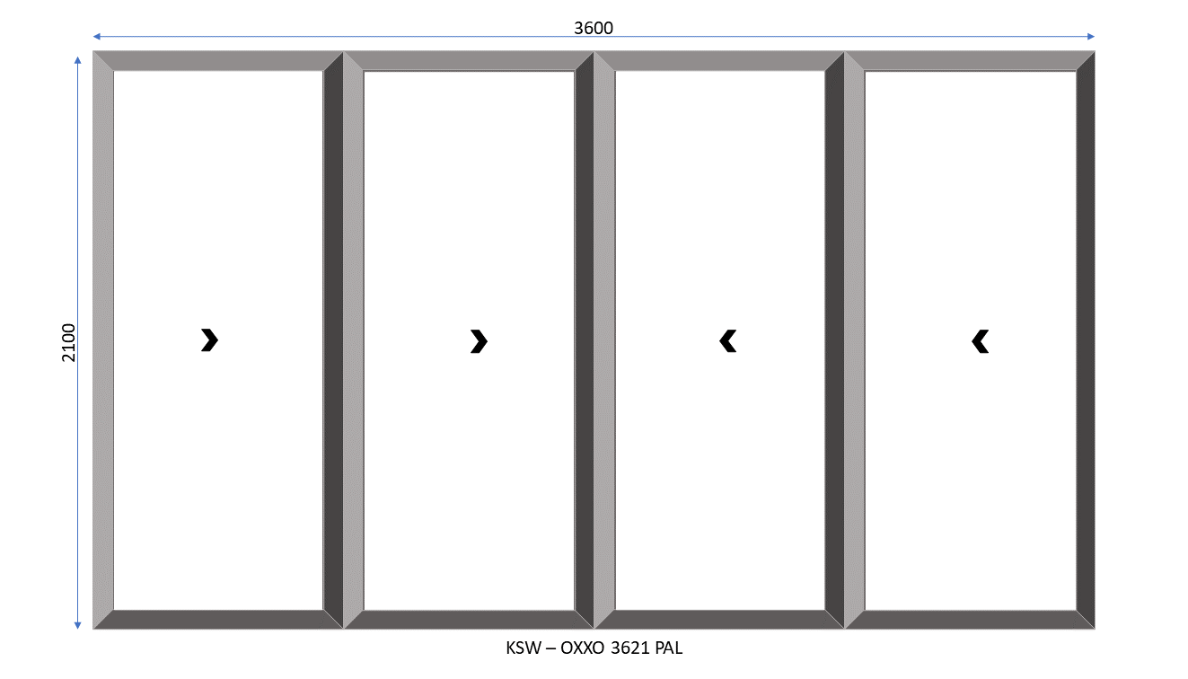 Aluminium OXXO 4 Panel Palace Sliding Door 3600 x 2100