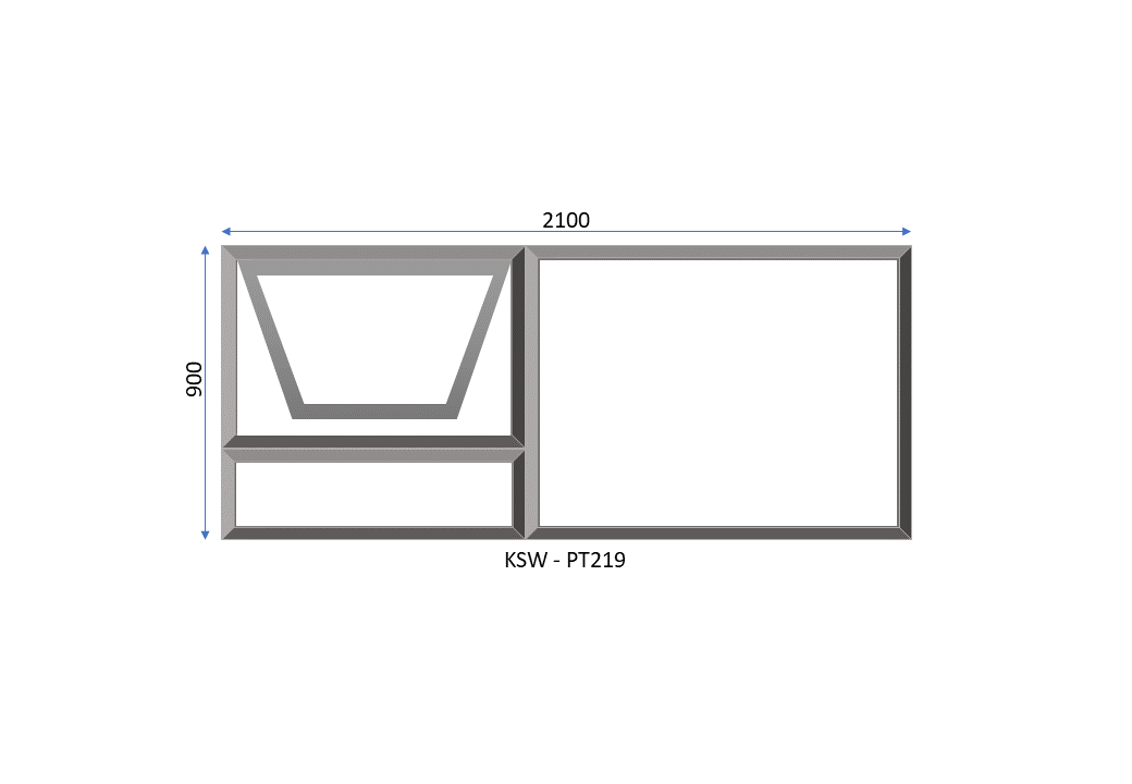 Aluminium PT219 Two Vent Window 2100 900