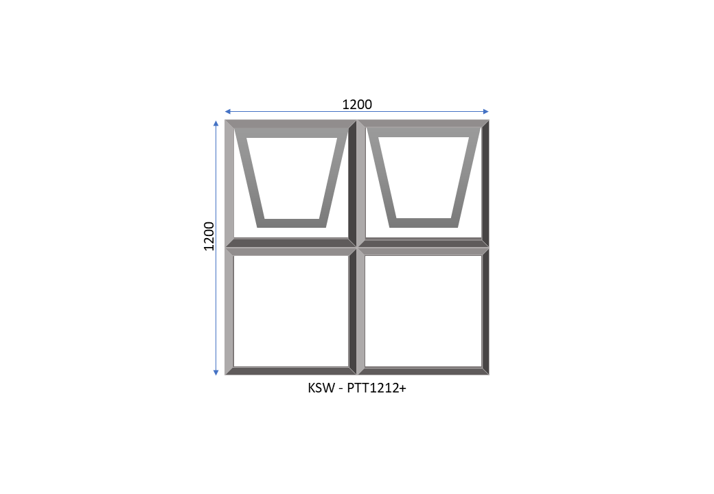 Aluminium PT1212+ Two Vent Window 1200 x 1200