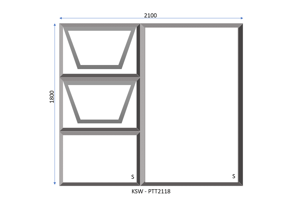 Aluminium PT2118 Four Vent Window 2100 x 1800