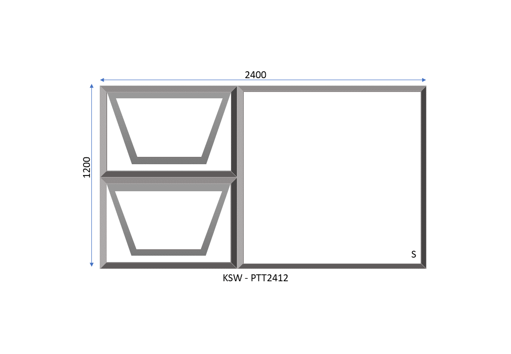 Aluminium PT2412 Four Vent Window 2400 x 1200