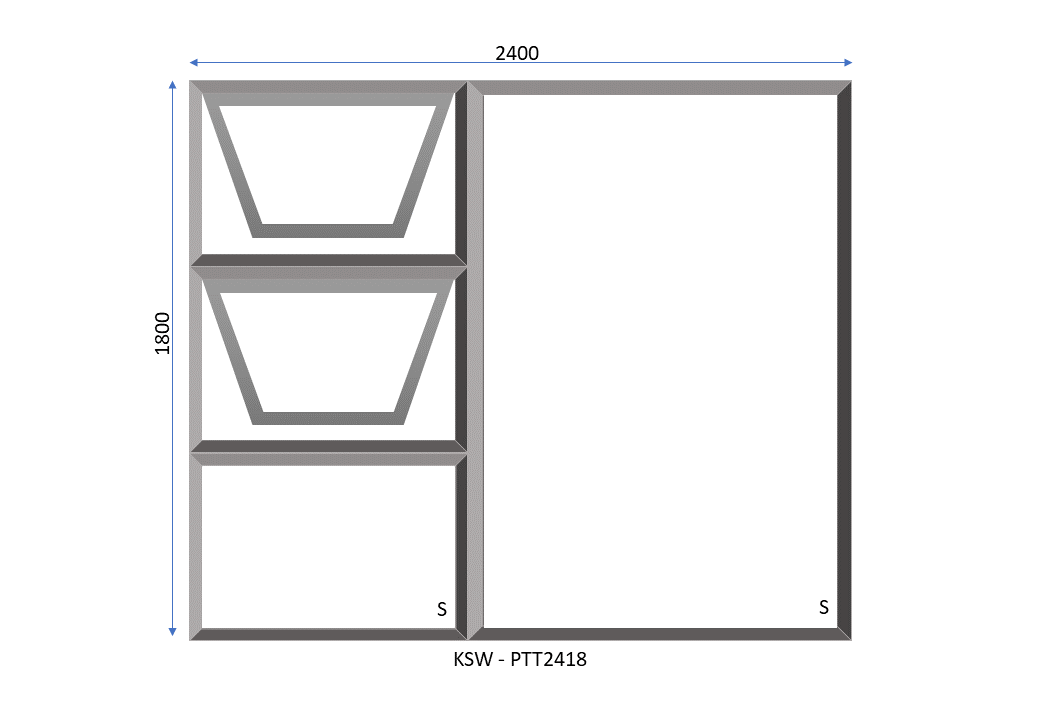 Aluminium PT2418 Four Vent Window 2400 x 1800