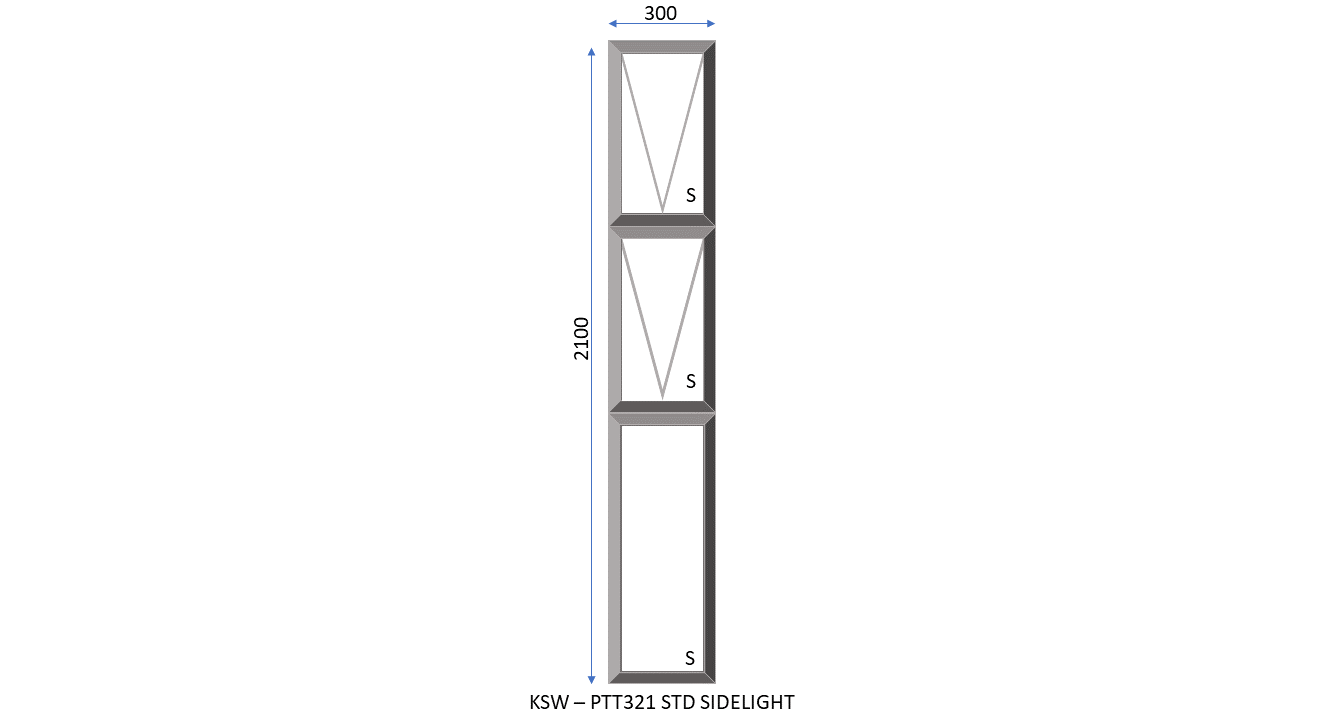 Aluminium 2 Vent Sidelight 300 x 2100