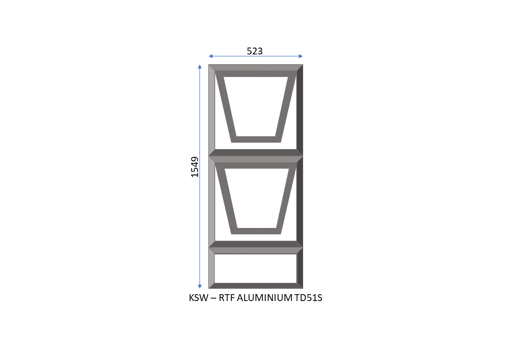 Aluminium Ready to Fit Window Two Openers 523 x 1549