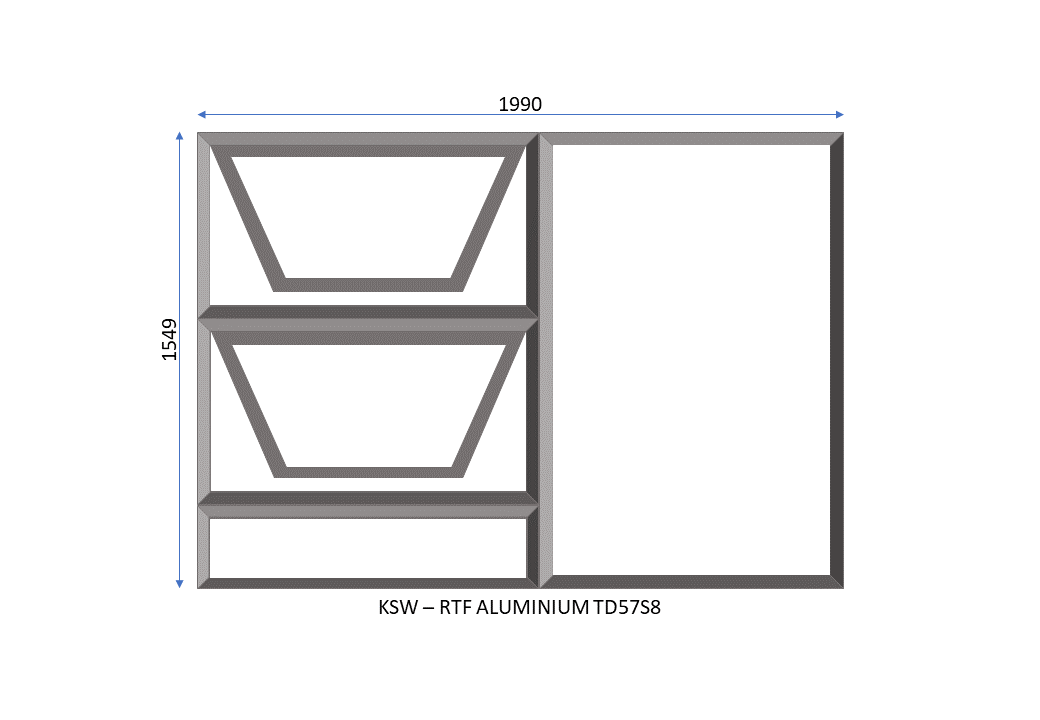 Aluminium Ready to Fit Window Two Openers 1990 x 1549