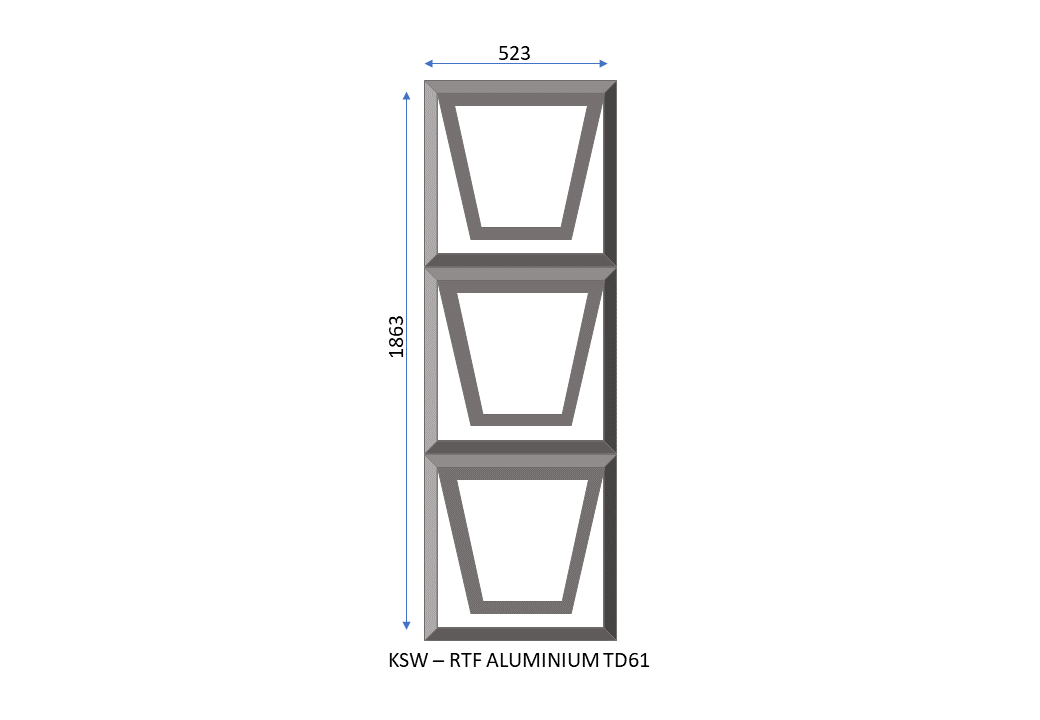 Aluminium Ready to Fit Window Three Openers 523 x 1863