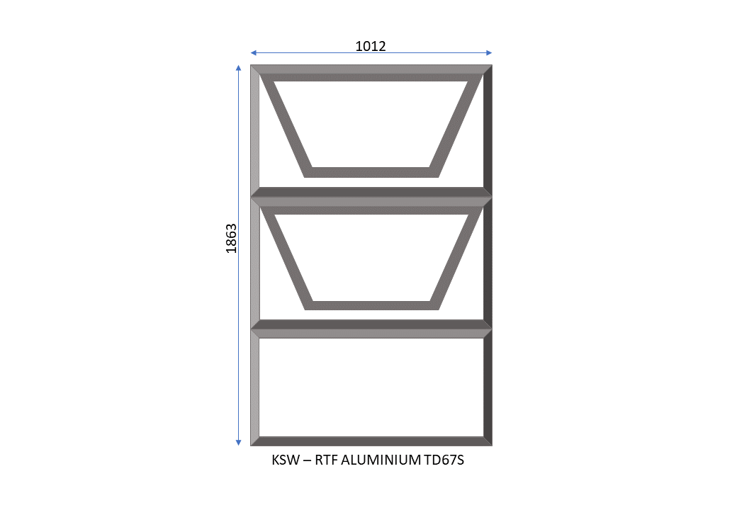 Aluminium Ready to Fit Window Two Openers 1012 x 1863