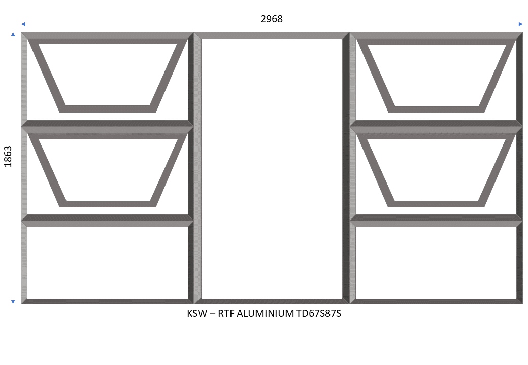 Aluminium Ready to Fit Window Four Openers 2968 x 1863