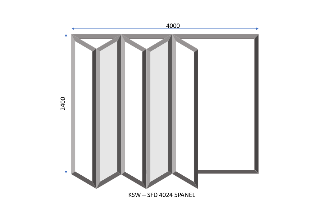 Aluminium 5 Panel Sliding Folding Door 4000 x 2400