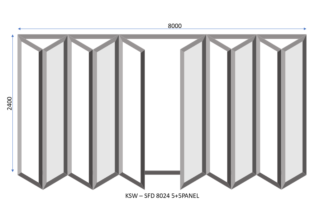 Aluminium 5 + 5 Panel Sliding Folding Door 8000 x 2400